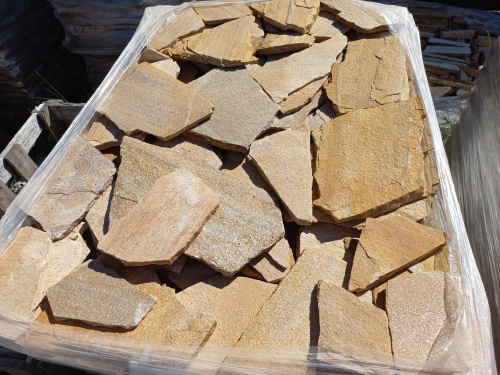 Плитняк златолит жёлтый золотистый для отмостки купить в Озёрах